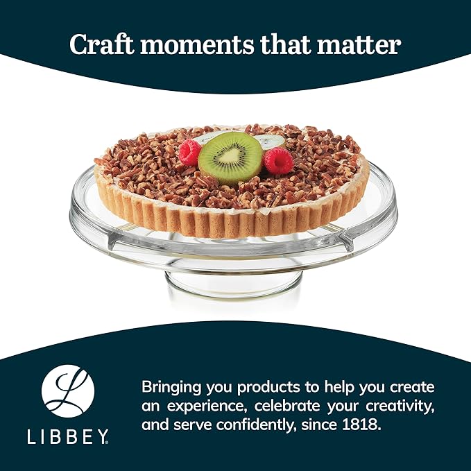 Libbey Selene 6-in-1 Multiuse Glass Server, Punch Bowl, Chip and Dip Bowl, Cake Stand , Clear