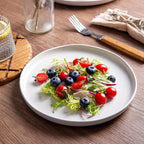 AmorArc Dinner Plates Set of 4, Handcrafted Porcelain Wavy Rim 10.5 Inch Modern Ceramic Plates Set, Dinnerware Dishes for Kitchen-Microwave&Dishwasher&Oven Safe, Chip resistant-Matte White