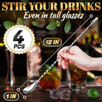 4 Pcs Bar Spoon Cocktail Mixing Spoon – 12'' Long Stainless Steel Cocktail Stirrers with Polished Surface, Easy to Clean – Great for Professional and Home Use, Practical Gift for Drink Mixing Lovers