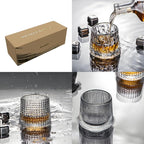 Flat bottom Crystal Whiskey Glasses, Premium 10oz Scotch Glasses Set of 3, Old Fashioned Glasses,Thick Weighted Bottom Rocks for Drinking Bourbon, Scotch, Cocktails（Larger Size）