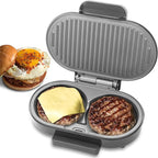 Double Mini Grill Maker, Breakfast Sandwich Maker, Burger Press Patty Maker, Panini Press Grill, Small Electric Grill, Ideal for Making Breakfast, Lunch and Snacks