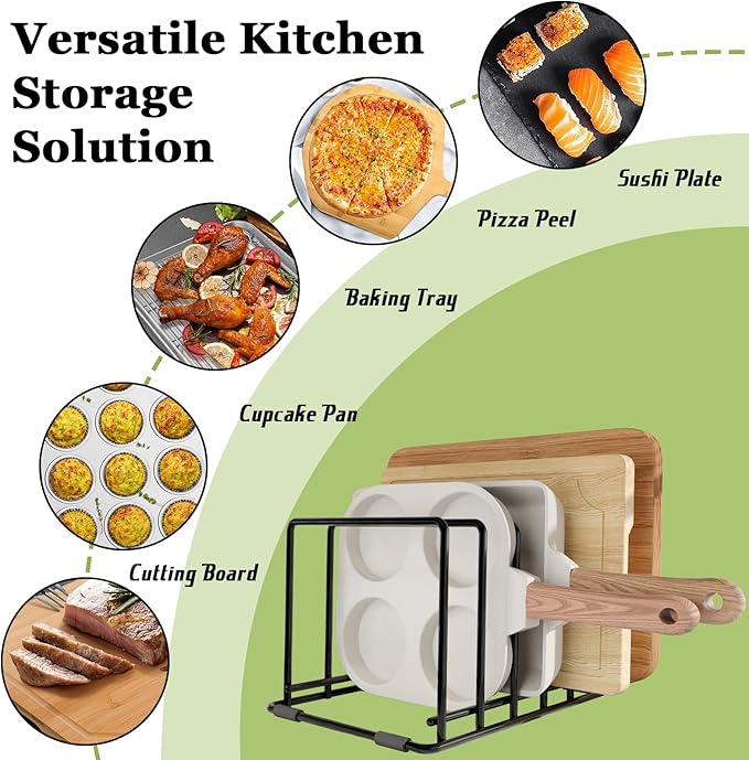 2-Pack Baking Sheet Organizer Rack – 5-Slot Bakeware & Cookie Tray Holder for Kitchen Cabinet or Countertop, Compact Stainless Steel Cutting Board Rack with Rust-Resistant Frame & Anti-Slip Feet