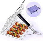 Fish Grill Basket,Olighan Foldable Grilling Basket with Removable Handle,Stainless Steel Large Folding BBQ Rack,Portable Camping Grilling baskets for Vegetables,Steak,Fish,Shrimpand at Home or Outdoor