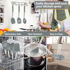 P&P CHEF Gray Kitchen Cooking Utensil Set of 4, Silicone Solid Spatulas Slotted Spoons Turners for Non-stick Cookware Flipping Mixing, Heat-proof
