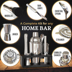 Highball & Chaser Cocktail Shaker Set: Bartender Kit for Home Bar Mixology Cocktail Bar Set Plus E-Book with 30 Recipes (Silver)