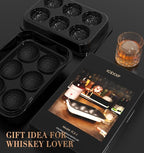 Whiskey Ice Ball Maker, [Fill without Funnel & Easy Release] 2.2'' Round Large Iced Cube Trays with Cover, Reusable Sphere Silicone Ices Tray with Lids for Bourbon, Gift for Brandy Lover