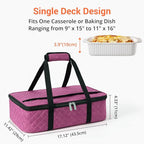 Lunch Bag - Large Insulated Casserole Carrier, Reusable Lunch Box for Men/Women, Insulated Lunch Bag Leakproof Lunchbox for Men Adults Work Picnic Hiking Beach(Pink) 17.12" x 11.42"x 4.53"