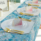 WDF 60pcs Clear Plastic Plates Disposable - 10.25inch Clear Dinner Plates Baroque Disposable Plates for Holiday Gathering, Wedding, Party