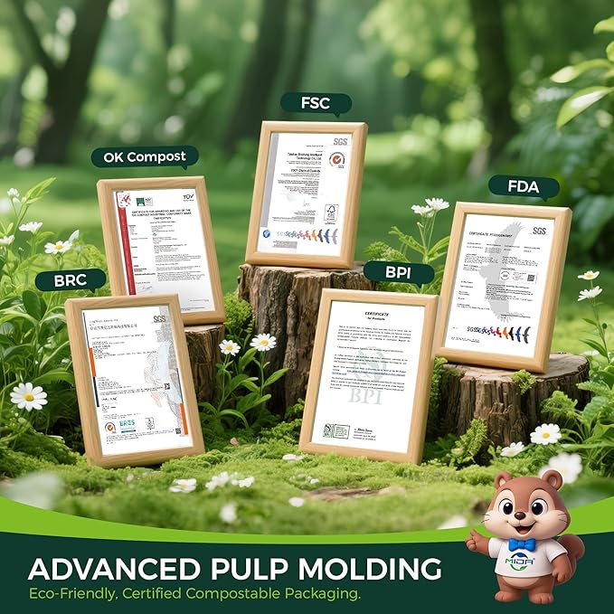 25-Pack 100% Compostable Biodegradable Paper Taco Holders, Eco-Friendly Disposable Paper Taco Tray for Taco Tuesday, Lazy Susan Taco Bar (25-Pack with lids)