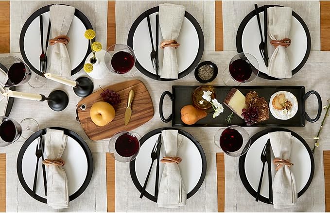 Solino Home Linen Table Runner 108 Inches Long - Classic Hemstitch 100% Pure Linen Light Natural Dining Table Runner 14 x 108 Inch for Summer, Fall, Autumn