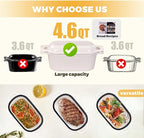 4.6 Quart Dutch Oven for Sourdough Bread Baking, Combo Oval Enameled Cast Iron Bread Pan with Lid, Bread Dutch Oven for a Crispy Crust, White