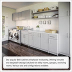 Prepac Elite Tall Garage Storage Cabinet & Pantry Storage Cupboard, 2-Door Freestanding Bathroom or Pantry Cabinet with Adjustable Shelves, 16" D x 32" W x 65" H, Light Gray