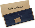 Solino Home Cotton Linen Navy Table Runner 72 Inches Long - Hemstitch Table Runner 14 x 72 Inch for Dresser, Dining, Summer, Fall, Autumn, Halloween