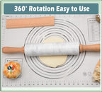 Marble Rolling Pin with Wooden Cradle Thick Handle Set for Baking,18.5 inch Premium Quality Polished Roller for Pizza Dough,Fondant,Pie Crust,Non-Stick Surface Easy to Clean(White)