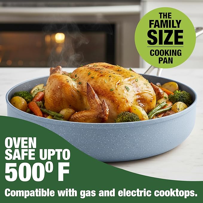 Granitestone Ceraluxe 20 Pc Ceramic Cookware Set Nonstick, Complete Pots and Pans Set Non Stick for Kitchen with Bakeware, Utensils & Steamer, Non Toxic Made Without PFOA PFOS, Oven & Dishwasher Safe