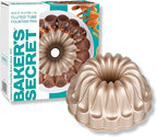 Baker's Secret for Fluted Cake Pan, Fluted Cake Pans, Perfect for Fluted Cakes, Die Cast Aluminum Cake Pans, 2 Layers Non-stick Coating, Cake Pan - Cast Aluminum Collection (Fountain)