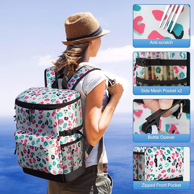 Cooler Backpack 33 Cans Backpack Coolers Insulated Leak Proof Soft Beach Cooler Bag for Men Women Ice Chest Backpack Camping Hiking Picnic Travel Cooler Lunch Backpack