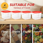 4 Pack 6 Quart Food Storage Containers with Lids, Polycarbonate Square Commercial Food Containers, NSF, Clear, New Version