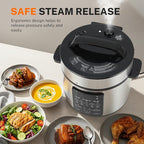 Simple Deluxe 12-in-1 Electric Pressure Cooker, 6QT Stainless Steel & Non-Stick Multi Cooker for Slow Cook, Meat Stew, Cake, Porridge, Multigrain, Dishwasher Safe, Silver