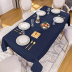Softalker Rectangle Tablecloth, Waterproof & Stain Resistant Table Cloths Wrinkle Free Fabric Washable 210GSM Polyester Table Cover for Dining/Party/Outdoor - 90 x 156 inch,Navy Blue