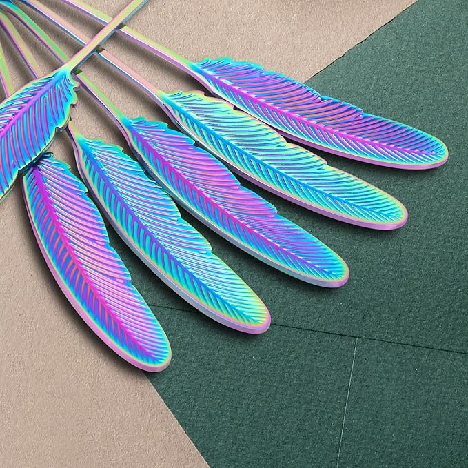 Creative spoons in multiple colors. They can be used to stir flower tea, coffee, and desserts. They're also great for decoration, collection, or as gifts. (rainbow color)