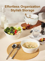 Yedio Salad Bowls Set, 48 Ounces Porcelain Serving Bowls for Kitchen, Large White Bowls for Soup, Oatmeal, Pasta, Snacks, Set of 2, Microwave Dishwasher Safe