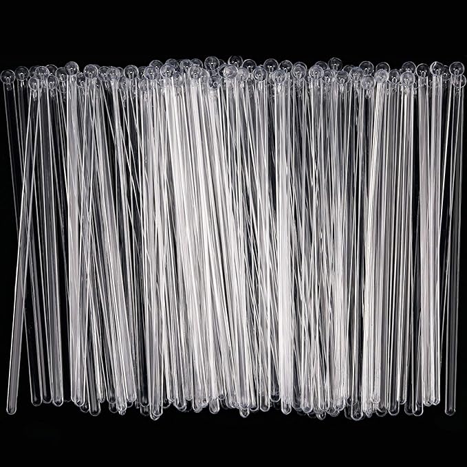 100 Pieces Swizzle Sticks Ball Head Stirrer Disposable Plastic Round Top Crystal Bar Swizzle Sticks Cocktail Coffee Drink Stirrers for Party Wedding Supplies