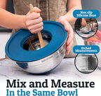 Priority Chef Stainless Steel Mixing Bowls with Lids Set - Premium 30Pcs with 6pc Metal Bowl Set for Kitchen, 3 Graters, Airtight Lids, Non-Slip Bases & Silicone Utensils, Blue