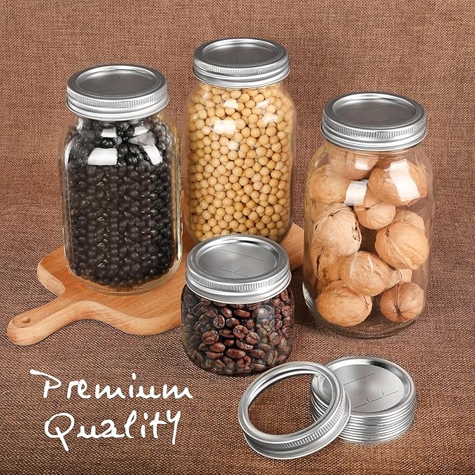 56PCS Canning Lids with Rings For Mason Wide Mouth, Jars Lids With Rings/Bands Mason Jars For Canning Food Fruits DIY Food Grade Material(86mm, 28Lids + 28Rings for Wide Mouth Jar)