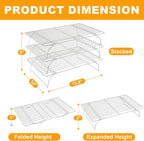 3 Tier Stackable Cooling Rack for Batch Cooling Cookie, Pizza, Cake-15.8”x 10”- Heavy Duty Cooling Racks for Cooking and Baking, Oven and Dishwasher Safe Baking Supplies-Silver