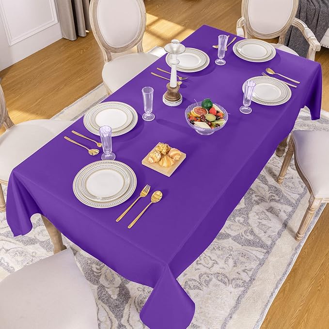Softalker Rectangle Tablecloth, Waterproof & Stain Resistant Table Cloths Wrinkle Free Fabric Washable 210GSM Polyester Table Cover for Dining/Party/Outdoor - 90 x 156 inch,Purple