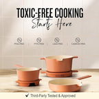 Alva Neat 5-Piece Nesting Cookware Set – Stackable Nonstick Pots & Pans with Universal Lids, Space-Saving Design for Apartments, RVs & Compact Storage - Save 50% Cabinet Space
