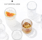 JoyJolt Drinking Glasses Set of 8, Alina Ribbed Glassware. 12oz Rocks Glass and 14oz Highball Glass set. Cocktail Glasses, Iced Coffee Cup or Water cups. Heavy Base Glassware Set