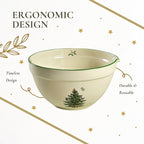 Spode Christmas Tree Mixing Bowl with Spout, 2-Quart Batter Bowl with Pour Spout, Measures 9-Inches, Holiday Serving Dishes, Dishwasher and Microwave Safe