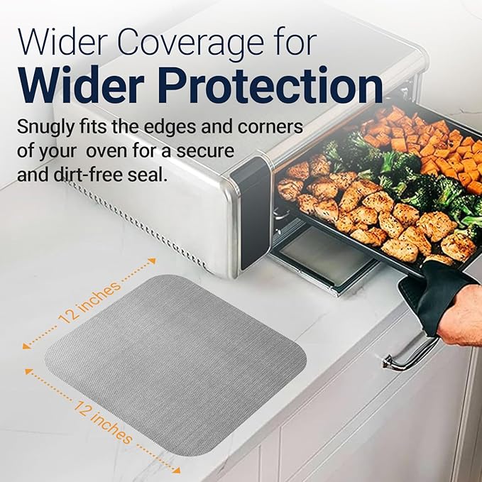 Toaster Oven Liners for Bottom of Oven (4 Pack) Reusable Non-Stick Heat Resistant Toaster Liners, Compatible with Ninja, Cuisinart, Emeril Lagasse & More, Toaster Mat, 12"x12" (Silver)