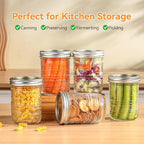 Mason Jars 16 Oz with Lids 6 Packs, Wide Mouth Mason Jars, Glass Canning Jars with Airtight Lids for Pickling, Fermenting, Storing, Canning, Home Decor, Salad Jam and DIY Crafts