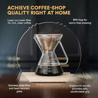 ovalware Pour Over Coffee Maker Set | 17oz / 0.5L Borosilicate Carafe with 304 Stainless Steel Filter and Precision Measuring Cup | Glass Coffee Dripper for Home Brewing