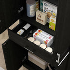 HOMCOM 71" Kitchen Pantry Cabinet with Drawer and Adjustable Shelf, Freestanding Tall Storage Cabinet with 2 Double Door Cupboards, Distressed Black