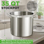 Nutrichef Stainless Steel Cookware Stockpot, 35 Quart Heavy Duty Induction Soup Pot With Stainless Steel Lid And Strong Riveted Handles, Even Heat Distribution, Compatible With Most Cooktops