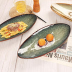Ceramic Dinner Plates Set of 4, for Bread, Pasta, Salad, sushi - Microwave, Oven and Dishwasher Safe, Scratch Resistant durable Black reactive glaze
