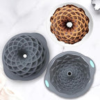 Tongjude 4 Pieces Silicone Fluted Cake Pans, 6/7/8 Cups Tube Baking Pan, Non-Stick Kitchen Oven Baking Pans, Silicone Molds for Homemade Cake, Bread and Jello, Grey