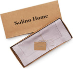 Solino Home Linen Lilac Table Runner 132 Inches Long - 100% Pure Linen Extra Long Table Runner 14 x 132 Inch for Summer - Classic Hemstitch