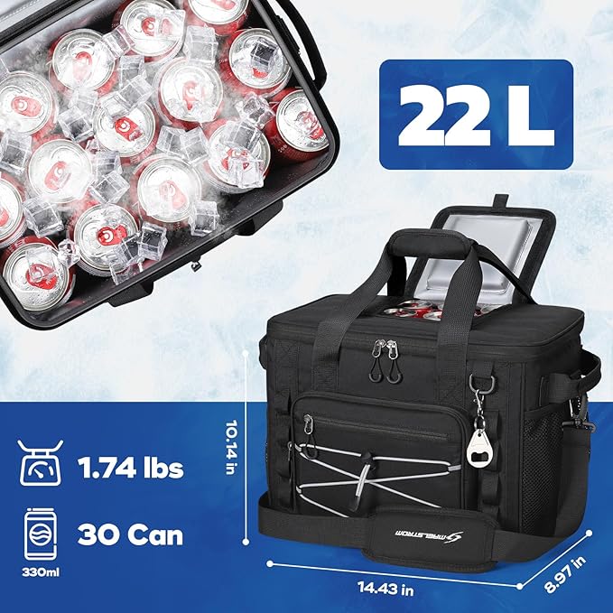 Maelstrom Soft Sided Cooler Bag, 30/40 Can Collapsible Insulated Ice Chest, Large Leakproof Camping & Travel Cooler for Kayaking & Beach