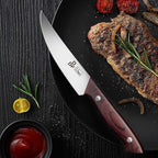 DDF iohEF Steak Knives Set of 6, Non-serrated Steak Knife 4.5 Inch High Carbon Japanese Stainless Steel Kitchen Steak Knife 6 Pieces Dinner Knives Ultra Sharp with Ergonomic Handle and Gift Box