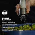 COLE & MASON Derwent Salt Grinder - Stainless Steel Mill Includes Gourmet Precision Mechanism and Premium Sea Salt