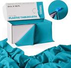 Exquisite Party Solids 54 Inch X 100 Feet Turquoise Plastic Table Cover Roll in A Cut - to - Size Box with Convenient Slide Cutter. Cuts Up to 12 Rectangle 8 Feet Plastic Disposable Tablecloths