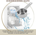 1/8 Cup Stainless Steel Measuring Cup | Sturdy Metal 30 ml | 30 cc | 1 oz | Single Cup for Wet and Dry Ingredients | Great for use as 1/8 Cup Coffee Scoop - 4 PK