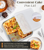 8 x 8-Inch Baking Pan with lid, 304 Stainless Steel Square Cake Pan, Commercial Grade Bakeware for Cakes Brownies Casseroles, Thicker Rectangle Sheet Cake Pans, Non-toxic & Heavy Duty &Dishwasher Safe