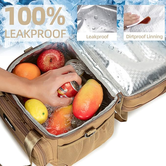 Weitars Lunch Box for Men Women Dual Compartment Lunch Box Heavy Duty Large Insulated Tactical Lunch Bag Durable Cooler Bag With Shoulder Strap for Adults Work Picnic Road Trip