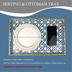 Spsyrine White Serving Tray, Plastic Marbling Tray for Coffee Table, Stylish Rectangular Decorative Tray with Handles, Ottoman Tray for Living Room, Bathroom, 15.6” X 10.2"